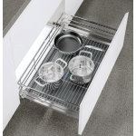 Giá Xoong Nồi Nan Dẹt Inox Mờ EUROGOLD 304 – Gắn Cánh Âm Tủ Cao Cấp