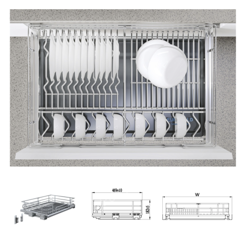 Giá Bát Đĩa Nan Oval Đa Năng Âm Tủ EUROGOLD Inox 304 – Gắn Cánh, Ray Giảm Chấn
