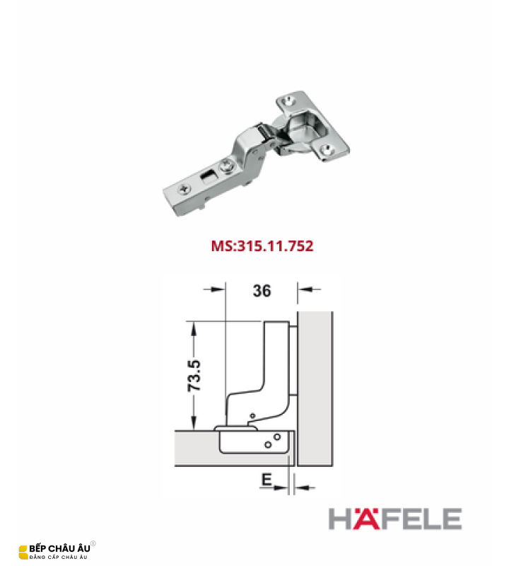 Bản Lề Hafele Metalla SM 110° Giảm Chấn Chính Hãng – 3 Loại A - 315.11.750, B - 315.11.751, C - 315.11.752