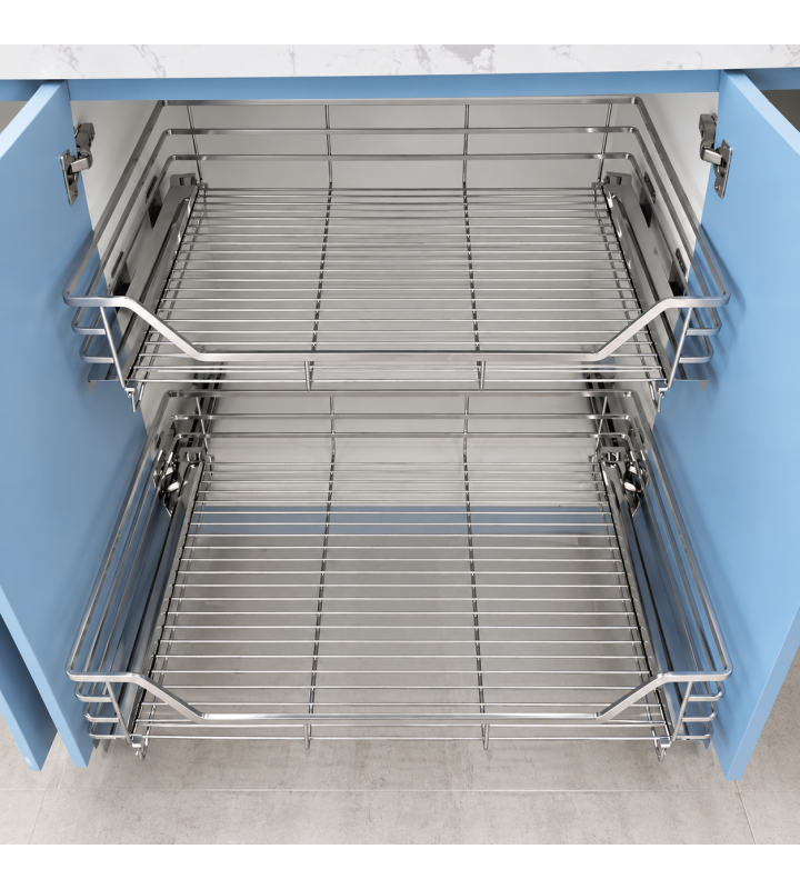 Giá Xoong Nồi Nan Dẹt Inox Mờ EUROGOLD 304 – Gắn Cánh Âm Tủ Cao Cấp