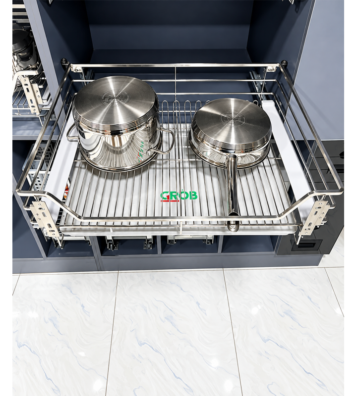 Kệ Đựng Xoong Nồi Nan Vuông Inox SUS304 Xước Mờ GROB