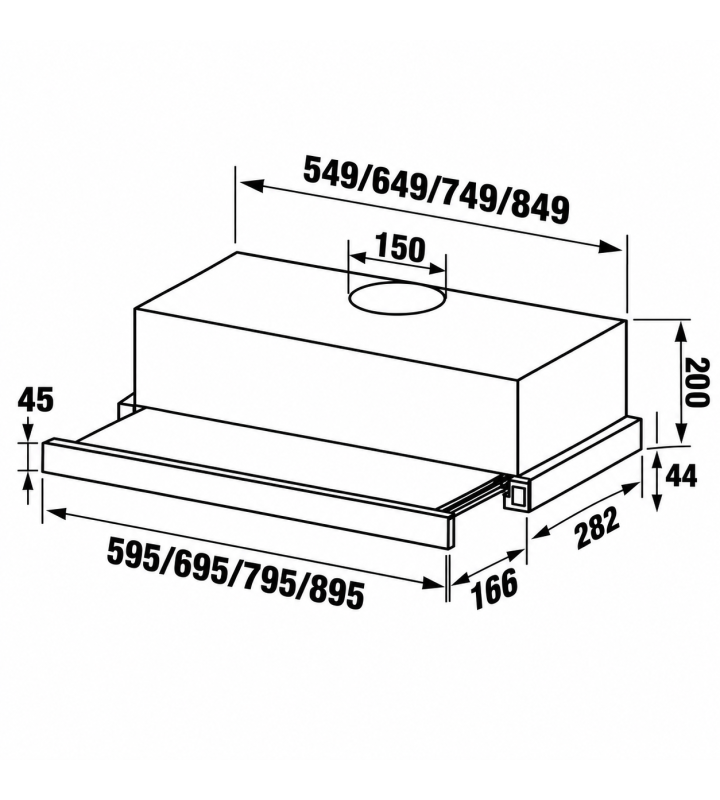 Máy Hút Mùi Âm Tủ KAFF KF-TL600ST / TL700ST / TL800ST / TL900ST Cảm Ứng 1000m³/h