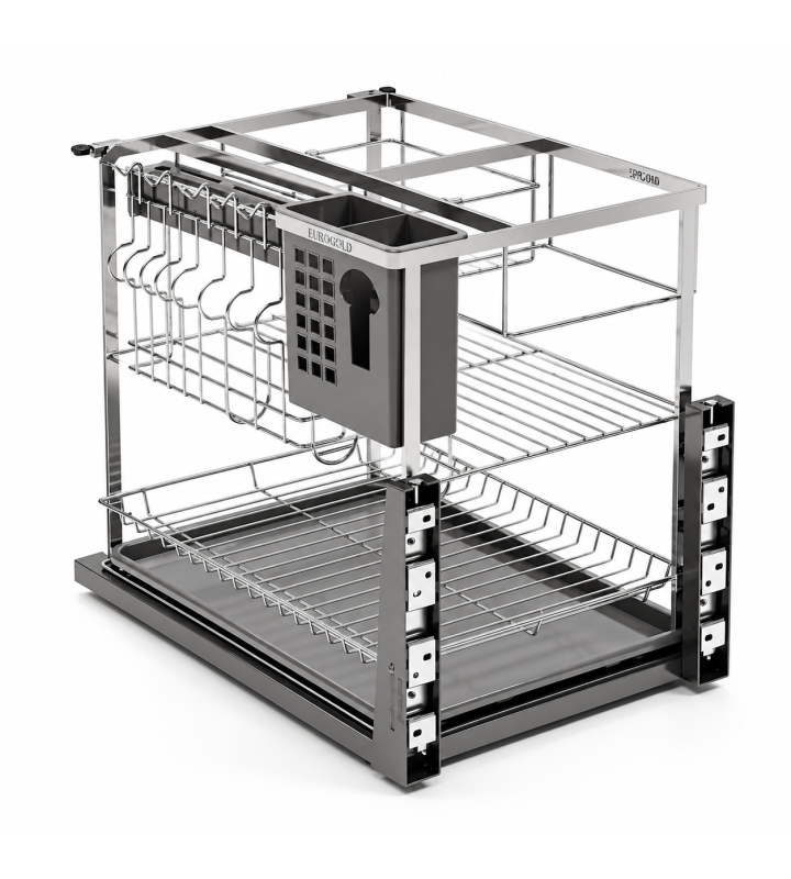 Giá Dao Thớt Nan Dẹt Inox Mờ EUROGOLD 304 – Ray Giảm Chấn