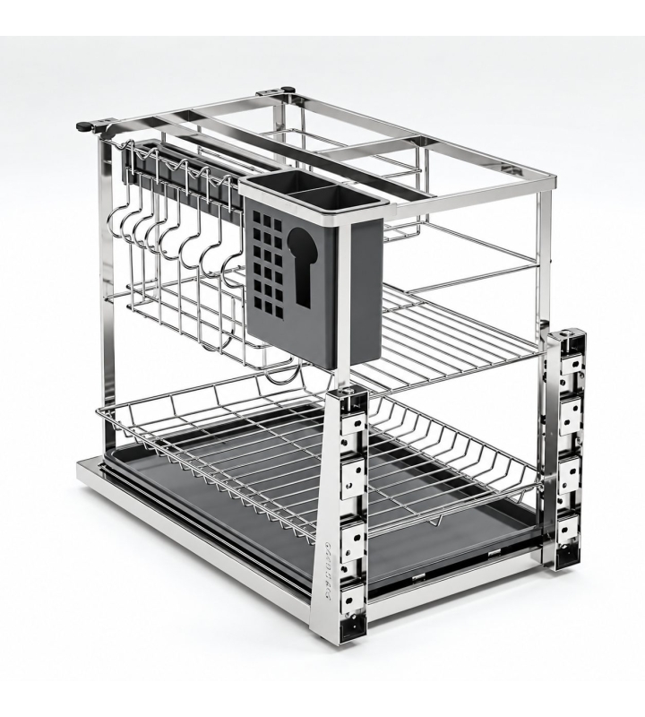 Giá Dao Thớt Nan Dẹt Inox Mờ EUROGOLD 304 – Hệ Dẫn Hướng Chống Rung