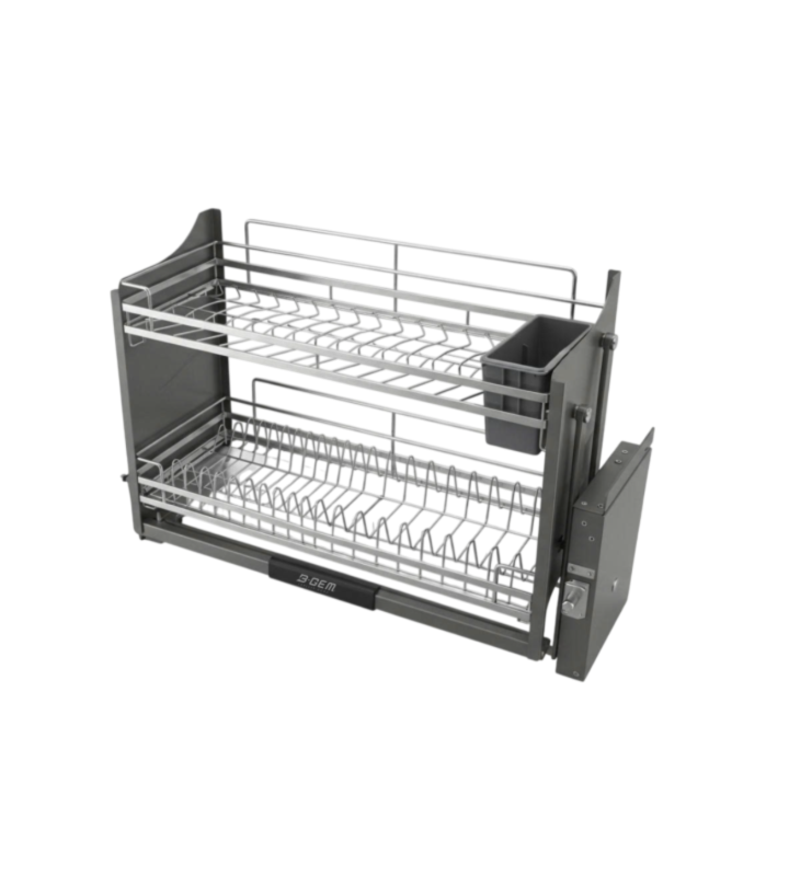 KỆ BÁT ĐĨA NÂNG HẠ THÔNG MINH - NAN DẸT INOX 304 BGKC01