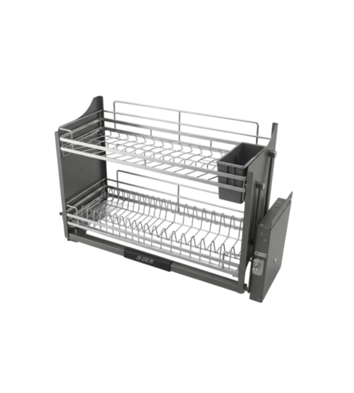 KỆ BÁT ĐĨA NÂNG HẠ THÔNG MINH - NAN DẸT INOX 304 BGKC01