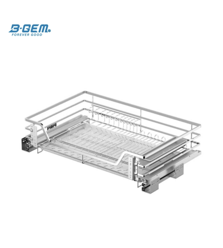 GIÁ BÁT ĐĨA NAN DẸT INOX 304 CAO CẤP, HỆ DẪN HƯỚNG CHỐNG RUNG BGKC02A