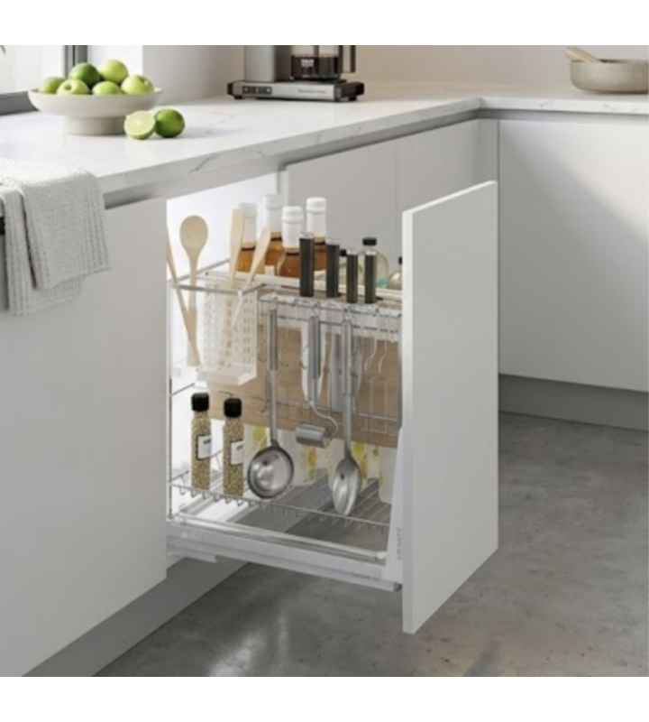 KỆ DAO THỚT NAN DẸT INOX 304 RAY GIẢM CHẤN BGKDT02