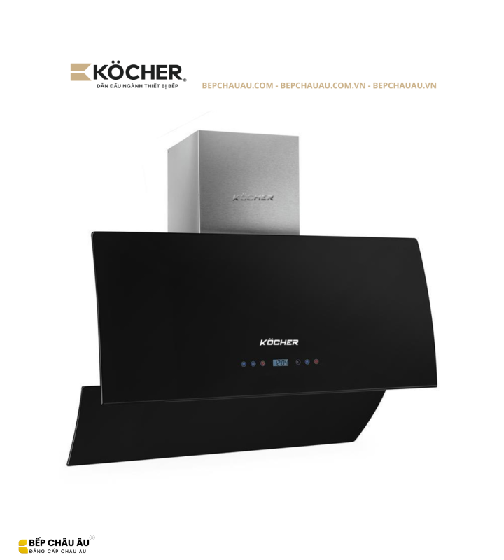 Máy Hút Mùi Kocher K-2080E Kính Vát 70/90cm – Hút 1800m³/h, Ultra Swing Siêu Êm