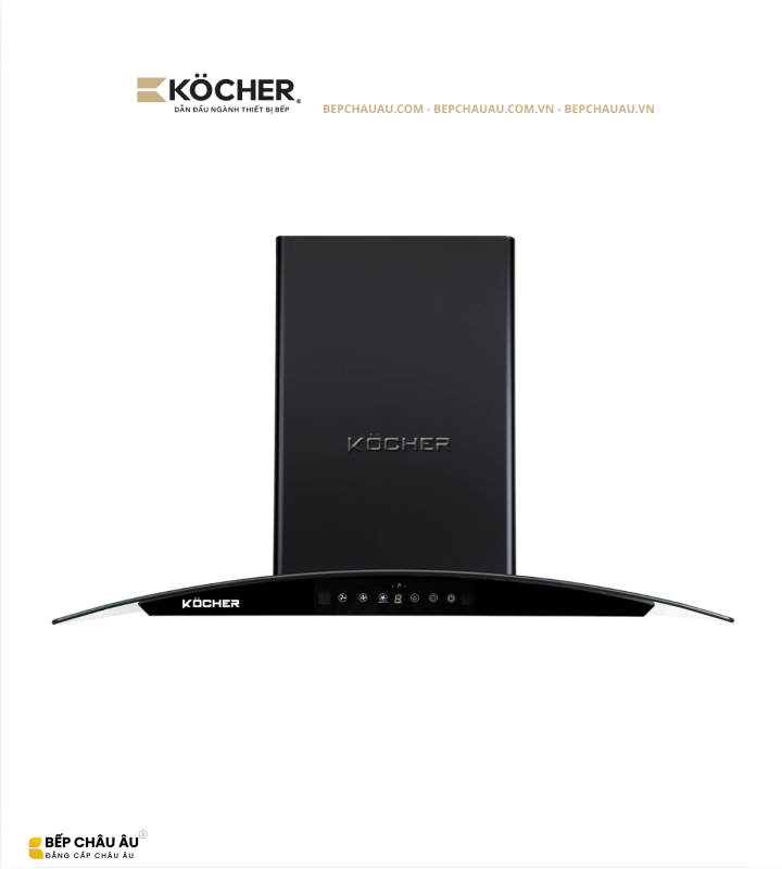 Máy Hút Mùi Kocher K-226V Kính Cong 70/90cm – Booster 1850m³/h, Ultra Swing Siêu Êm, Điều Khiển Vẫy Tay