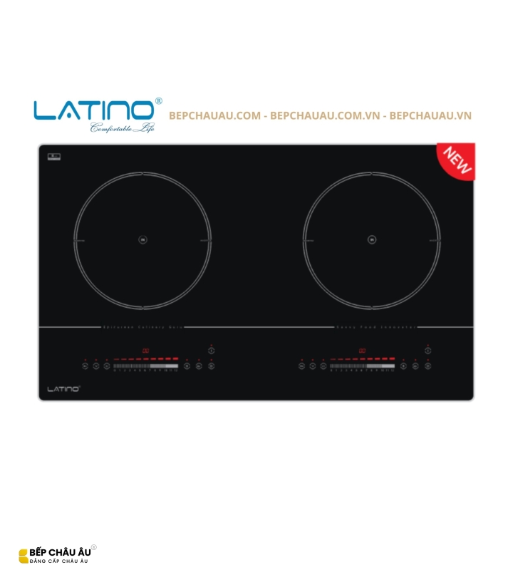 Bếp Từ Đôi Latino LT-I2D1088L Malaysia – Inverter, Kính ELCD Platinum Ceramic, Slider 12 Mức, Booster